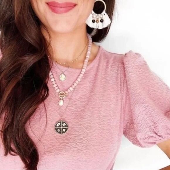 stella & dot ~ nakoma white fringe beaded earrings - Picture 3 of 4